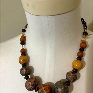 Hand made wooden bead necklace